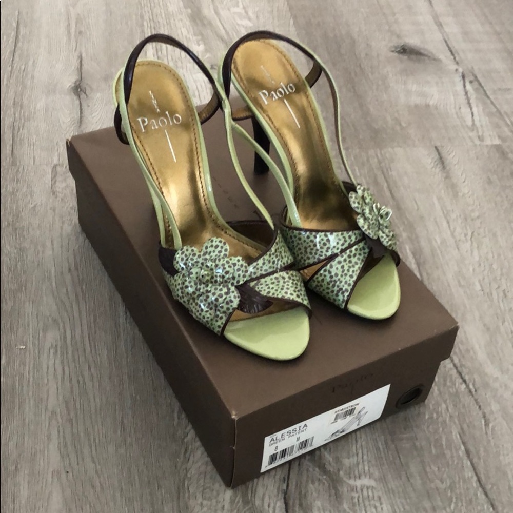 Never worn. Designer. Sexy open-toe slingbacks.